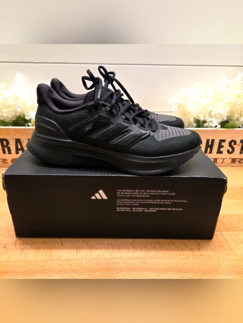 Adidas Ultrarun 5 Shoes Women's Size 7 Running Black Sneakers Cloudfoam IH2637